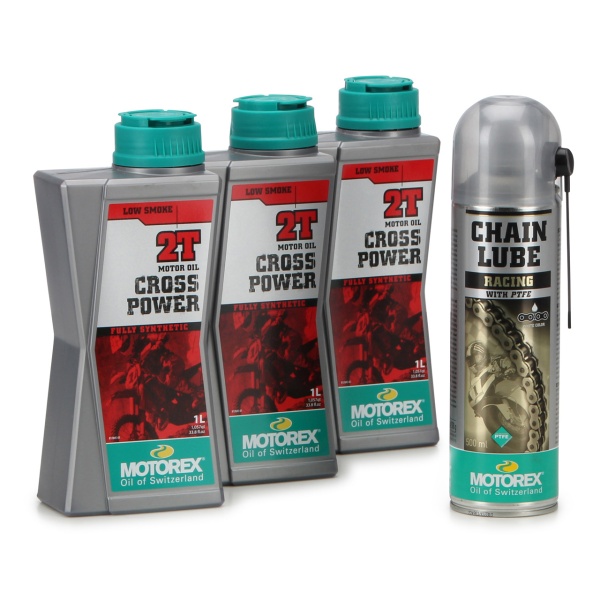 Set 3 Buc Ulei Motor Motorex Cross Power 2T 1L MTR308092 + Spray Lubrifiant Lant Motorex Chain Lube Racing 500ML MO 163558